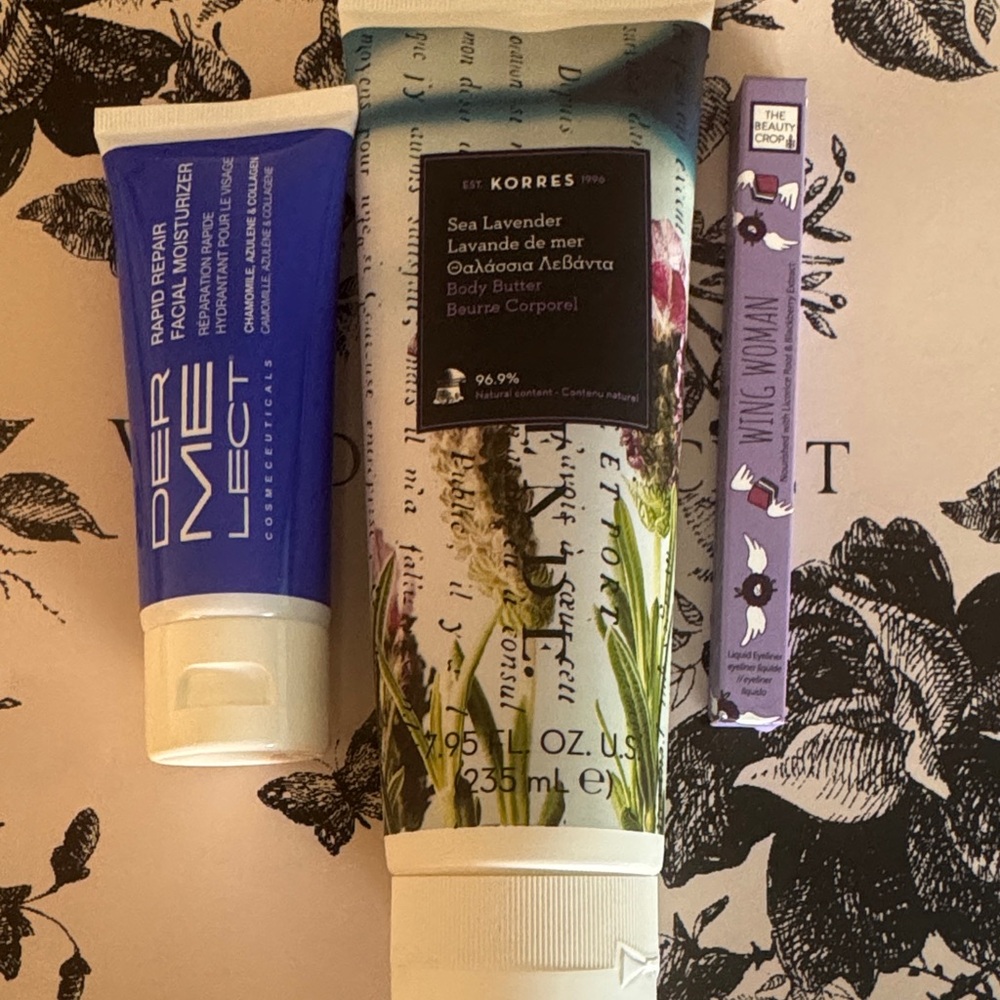 NEW DERMELECT, Korres Sea Lavender Body Butter w/The Beauty Crop Liguid Eyeliner
